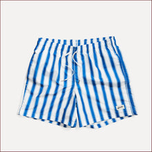 Load image into Gallery viewer, Navy Stripe Swim Trunk x Bather
